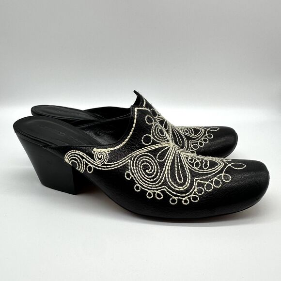 Jessica Bennett leather Mule 8 Embroidered Black Bootie Festival Cosplay - Picture 3 of 8